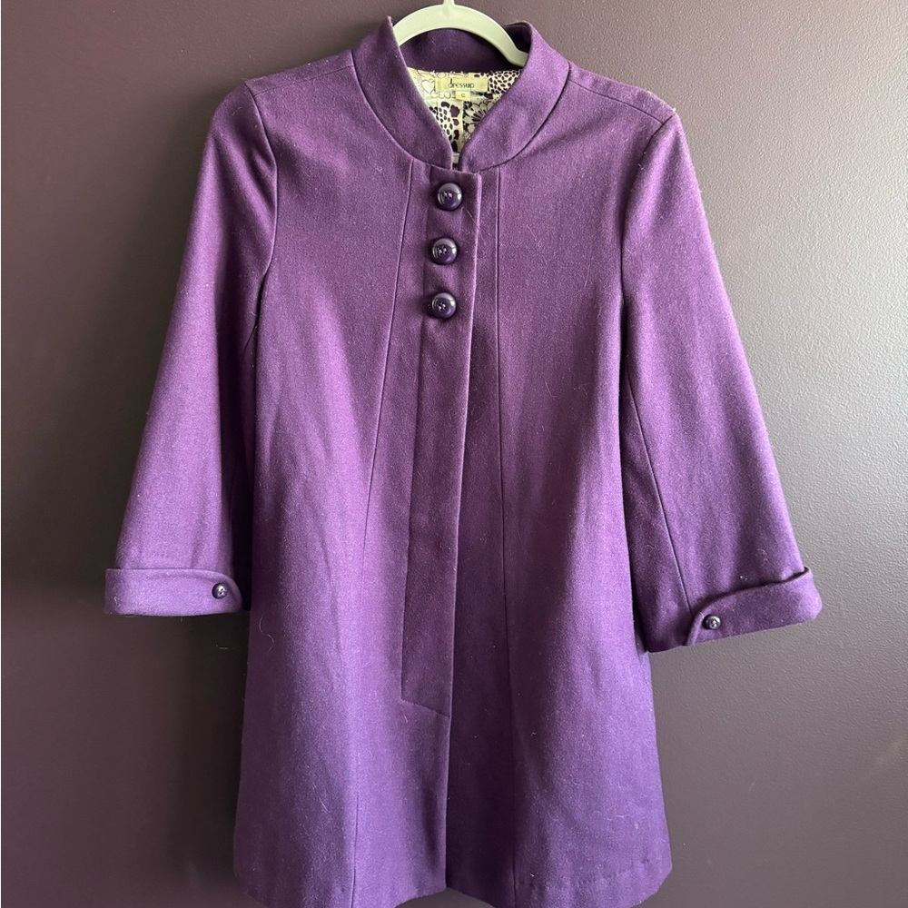 3/4 Sleeve Purple Women's Coat